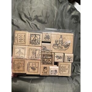 Stampin'‎ Up! Stampin' Stamping Set Used Mixed Set 15 Stamps All Occasions Xmas